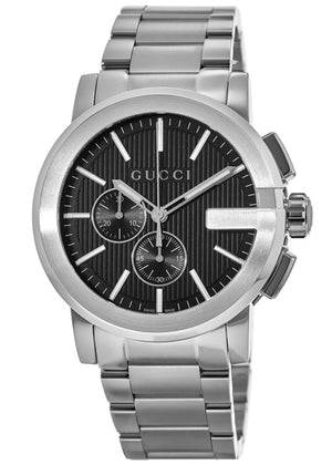 Gucci G Chrono Black Dial Silver Steel Strap Watch For Men - YA101204 Authentic Buy Shop Now