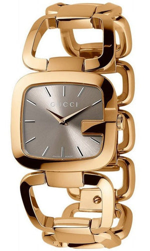 Gucci G Gucci Brown Dial Rose Gold Steel Strap Watch For Women - YA125408 Authentic Buy Shop Now