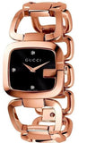 Gucci G Gucci Diamonds Black Dial Rose Gold Steel Strap Watch For Women - YA125409 Authentic Buy Shop Now