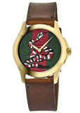 Gucci Le Marche Des Merveilles Green and Red Dial Brown Leather Strap Unisex Watch - YA1264012 Authentic Buy Shop Now