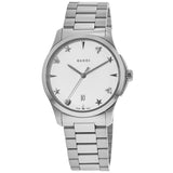 Gucci G Timeless Silver Dial Silver Steel Strap Watch For Women - YA1264028 Authentic Buy Shop Now