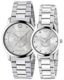 Gucci G Timeless Quartz Silver Dial Silver Steel Strap Watch For Women - YA126595 Authentic Buy Shop Now