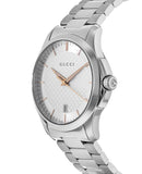 Gucci G Timeless Silver Dial Silver Steel Strap Unisex Watch - YA126442 Authentic Buy Shop Now