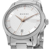 Gucci G Timeless Silver Dial Silver Steel Strap Unisex Watch - YA126442 Authentic Buy Shop Now
