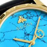 Gucci G Timeless Turquoise Blue Dial Black Leather Strap Watch For Men - YA126462 Authentic Buy Shop Now