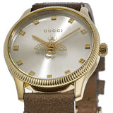 Gucci G Timeless Quartz Silver Dial Brown Leather Strap Watch For Women - YA1265022 Authentic Buy Shop Now