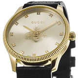 Gucci G Timeless Quartz Silver Dial Black Leather Strap Watch For Women - YA1265023 Authentic Buy Shop Now