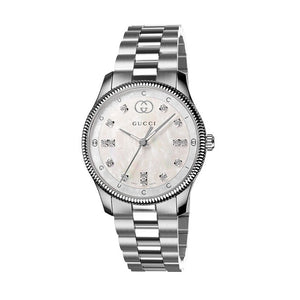Gucci G Timeless Diamonds White Dial Silver Steel Strap Watch for Women - YA1265064 Authentic Buy Shop Now