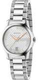 Gucci G Timeless Silver Dial Silver Steel Strap Watch For Women - YA126523 Authentic Buy Shop Now