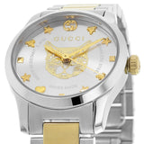 Gucci G Timeless Quartz Silver Dial Two Tone Steel Strap Watch For Women - YA126596 Authentic Buy Shop Now