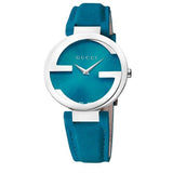 Gucci Interlocking Quartz Blue Dial Blue Leather Strap Watch For Women - YA133315 Authentic Buy Shop Now