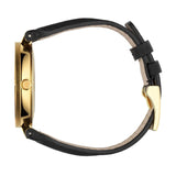 Gucci Interlocking G Gold Black Dial Black Leather Strap Unisex Watch - YA133326 Authentic Buy Shop Now