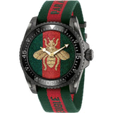 Gucci Dive Green & Red Dial Green & Red Nylon Strap Watch For Men - YA136216 Authentic Buy Shop Now