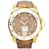 Gucci Dive Doraemon Brown Dial Brown Leather Strap Watch For Men - YA136334 Authentic Buy Shop Now
