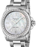 Gucci Dive Diamonds Mother of Pearl Dial Silver Steel Strap Watch For Women - YA136406 Authentic Buy Shop Now