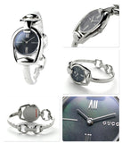 Gucci Horsebit Collection Mother of Pearl Black Dial Silver Steel Strap Watch For Women - YA139503 Authentic Buy Shop Now