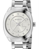 Gucci G Frame Quartz Diamonds Silver Dial Silver Steel Strap Watch For Women - YA142504 Authentic Buy Shop Now