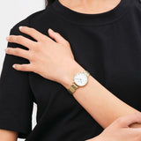Daniel Wellington Iconic Link White Dial Silver Steel Strap Watch For Women - DW00100205 Authentic Buy Shop Now