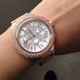 Michael Kors Camille Chronograph White Dial Rose Gold Steel Strap Watch for Women - MK5636 Authentic Buy Shop Now