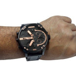 Diesel Big Daddy Chronograph Black Dial Black Steel Strap Watch For Men - DZ7312 Authentic Buy Shop Now