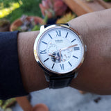 Fossil Townsman Automatic Chronograph White Dial Blue Leather Strap Watch for Men - ME3167 Authentic Buy Shop Now