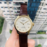Tissot Le Locle Powermatic 80 Gold Dial Brown Leather Strap Watch For Men - T006.407.36.263.00 Authentic Buy Shop Now