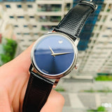 Movado Museum Blue Dial Black Leather Strap Watch For Men - 2100009 Authentic Buy Shop Now