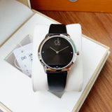Calvin Klein Minimal Diamonds Black Dial Black Leather Strap Watch for Men - K3M211CS Authentic Buy Shop Now