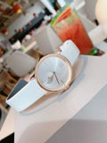 Calvin Klein Accent Silver Dial White Leather Strap Watch for Women - K2Y216K6 Authentic Buy Shop Now