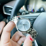 Calvin Klein Snake Silver Dial Silver Steel Strap Watch For Women - K6E23146 Authentic Buy Shop Now