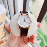 Calvin Klein City White Mother of Pearl Dial Brown Leather Strap Watch for Women - K2G23620 Authentic Buy Shop Now