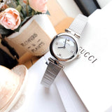 Gucci Diamantissima Quartz Diamonds Mother of Pearl Dial Silver Mesh Bracelet Watch for Women - YA141504 Authentic Buy Shop Now