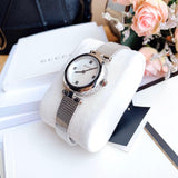 Gucci Diamantissima Quartz Diamonds Mother of Pearl Dial Silver Mesh Bracelet Watch for Women - YA141504 Authentic Buy Shop Now
