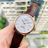 Tissot Le Locle Powermatic 80 Silver Dial Brown Leather Strap Watch For Men - T006.407.36.033.00 Authentic Buy Shop Now