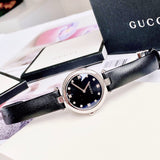 Gucci Diamantissima Diamonds Black Dial Black Leather Strap Watch For Women - YA141403 Authentic Buy Shop Now