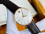 Movado Ultra Slim White Dial Brown Leather Strap Watch For Men - 0607089 Authentic Buy Shop Now