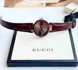 Gucci Interlocking Iconic Brown Dial Brown Leather Strap Watch For Women - YA133207 Authentic Buy Shop Now