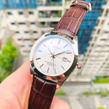 Tissot Gentleman Powermatic 80 Silicium Silver Dial Brown Leather Strap Watch For Men - T127.407.16.031.01 Authentic Buy Shop Now