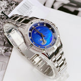 Bulova Crystal Collection Blue Mother of Pearl Dial Silver Steel Strap Watch for Women - 96L238 Authentic Buy Shop Now