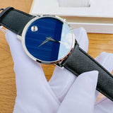 Movado Museum Classic Blue Dial Black Leather Strap Watch for Men - 0607197 Authentic Buy Shop Now
