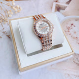Bulova Phantom White Dial with Swarovski Baguettes Rose Gold Steel Strap Watch for Women - 98L268 Authentic Buy Shop Now