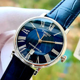 Tissot Carson Premium Powermatic 80 Blue Dial Blue Leather Strap Watch For Men - T122.407.16.043.00 Authentic Buy Shop Now