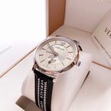 Versace V-Circle Silver Dial Black Leather Strap Watch for Men - VEBQ01219 Authentic Buy Shop Now