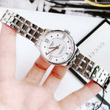 Tissot Chemin Des Tourelles Powermatic 80 Rubies Mother of Pearl Dial Silver Steel Strap Watch For Women - T099.207.11.113.00 Authentic Buy Shop Now
