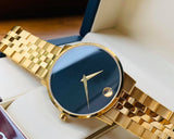 Movado Museum Classic Quartz Black Dial Gold Steel Strap Watch for Men - 0607203 Authentic Buy Shop Now