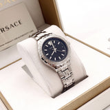 Versace Hellenyium Black Dial Silver Steel Strap Watch for Women - V12020015 Authentic Buy Shop Now