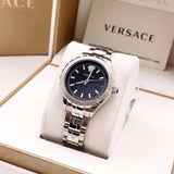 Versace Hellenyium Quartz Blue Dial Silver Steel Strap Watch for Men - VEVK00921 Authentic Buy Shop Now
