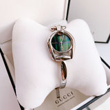 Gucci Horsebit Collection Mother of Pearl Black Dial Silver Steel Strap Watch For Women - YA139503 Authentic Buy Shop Now