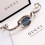 Gucci Horsebit Collection Mother of Pearl Black Dial Silver Steel Strap Watch For Women - YA139503 Authentic Buy Shop Now