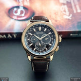 Citizen Eco Drive Calendrier Black Dial Brown Leather StrapWatch For Men - BU2023-12E Authentic Buy Shop Now